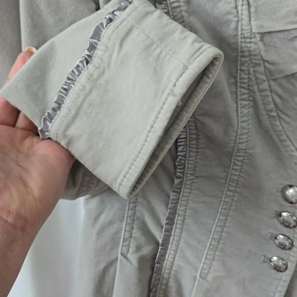 WHBM White House Black Market Grey Velvet Blazer with Grey Satin Trim Sz 4 - Picture 6 of 15